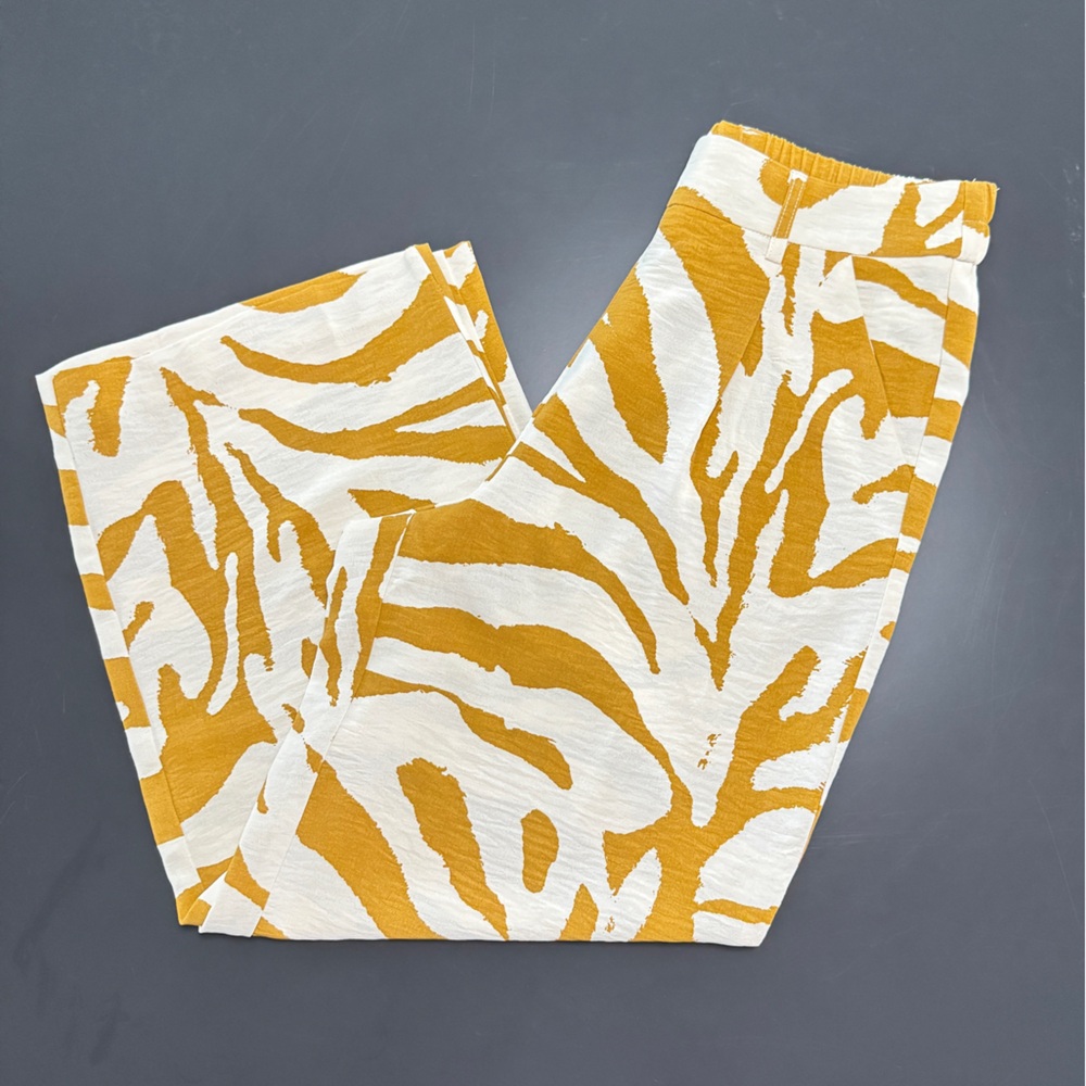 C by One Wide-Leg Animal Print Culotte Crop Pants‎ Cream Brown Tiger Small - Picture 4 of 13